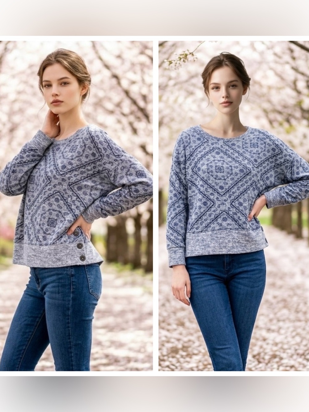 TAYLOR & SAGE Women’s Sz L bandana-print paisley sweater knit top buttons NWT